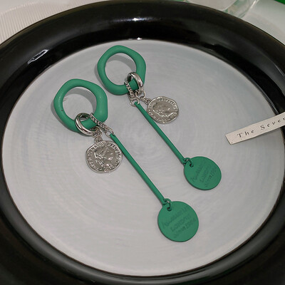 Cercei cu pandantiv cu portret lung negru, Europa și Statele Unite ale Americii, cu temperament, cercei cu ciucuri de modă, cadou de bijuterii pentru femei