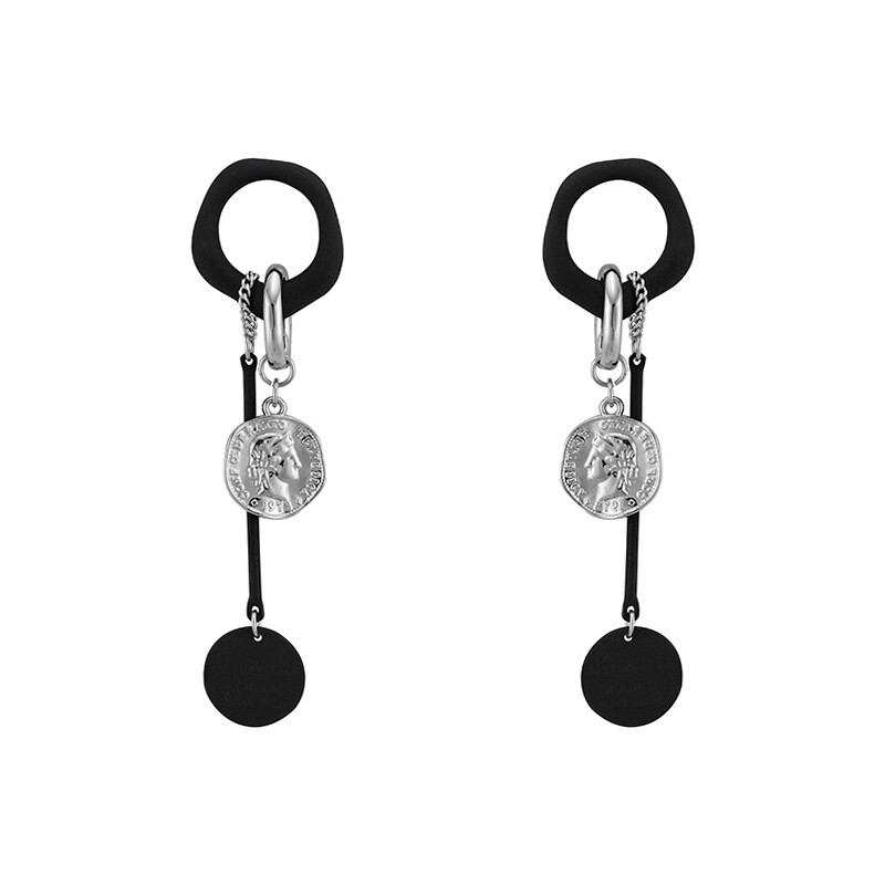 Cercei cu pandantiv cu portret lung negru, Europa și Statele Unite ale Americii, cu temperament, cercei cu ciucuri de modă, cadou de bijuterii pentru femei