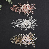 La modă argint cu strass agrafă de păr de mireasă Flori de aur Accesorii pentru păr de nuntă Bijuterii lucrate manual pentru casă de petrecere pentru femei Tiara