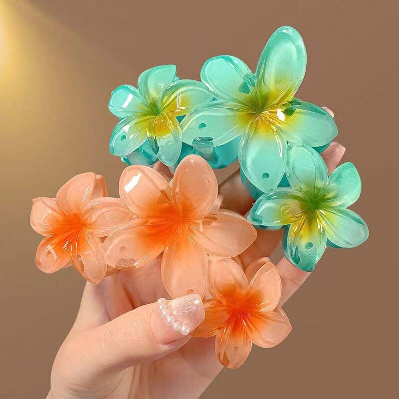 Nauji Candy Color Gėlių plaukų gnybtukai moterims Sweet Large Gradient Shark Clip Hair Claw Crab Clamp Barrettes Plaukų priedai