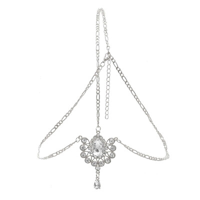 Aukso sidabro spalvos Kalnų krištolas nuotakos kaktos galvos grandinėlė prabangus krištolinis galvos apdangalas moterims Indijos vestuvių plaukų papuošalai