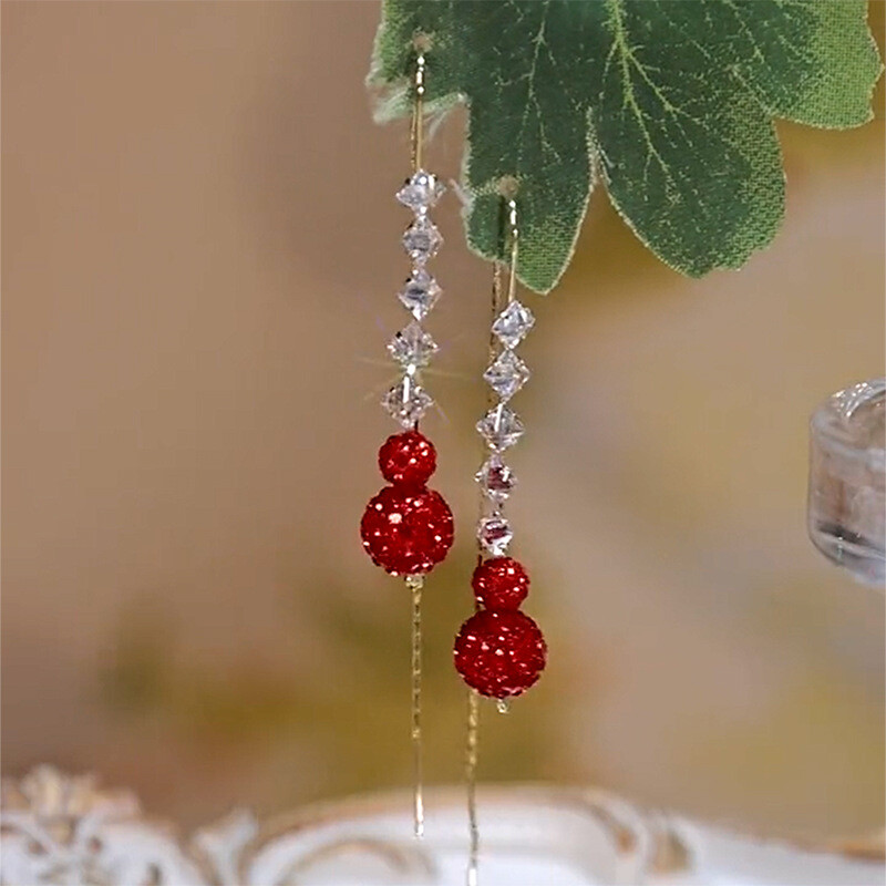 Cercei de lux cu zirconiu cu tărtăcuță roșie pentru femei, la modă, opal, frunze de ginkgo, cercei lungi cu ciucuri, linie de urechi, bijuterii de nuntă de petrecere pentru fete