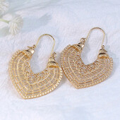 Vintage Boho zelta krāsas dobu ziedu sirds piekaramie auskari sievietēm Etniski grebti ģeometriski nokaramie auskari Jhumka rotaslietas