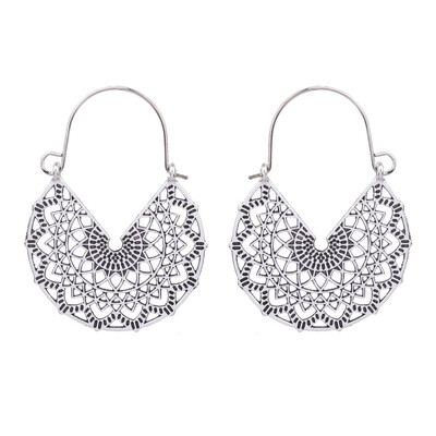 Vintage Boho zelta krāsas dobu ziedu sirds piekaramie auskari sievietēm Etniski grebti ģeometriski nokaramie auskari Jhumka rotaslietas