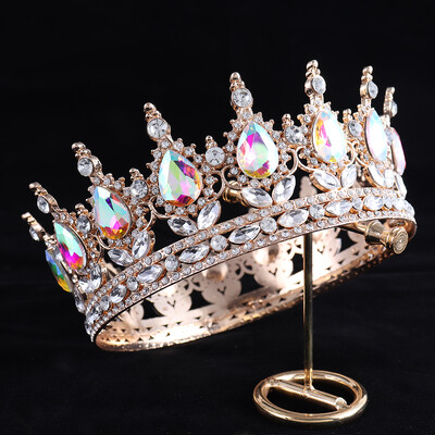 Luksuzna svadbena kruna Šarena kristalna tijara princeze Elegantni plemeniti vjenčani nakit Dodaci za glavu Ženski ukras za glavu