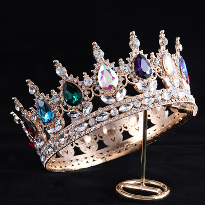 Luksuzna svadbena kruna Šarena kristalna tijara princeze Elegantni plemeniti vjenčani nakit Dodaci za glavu Ženski ukras za glavu