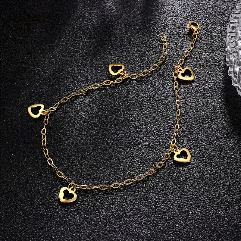 Širdies laumžirgis mažas pakabukas ant kulkšnies nerūdijančio plieno moteriškas papuošalas ant kulkšnies 2 spalvų mielos merginos paplūdimio kojų apyrankės grandinėlė