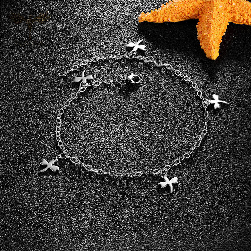 Širdies laumžirgis mažas pakabukas ant kulkšnies nerūdijančio plieno moteriškas papuošalas ant kulkšnies 2 spalvų mielos merginos paplūdimio kojų apyrankės grandinėlė