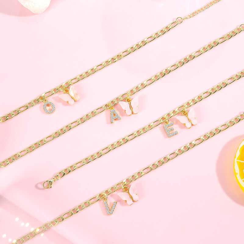 KMVEXO Brațe de gleznă cu literă AZ inițială din oțel inoxidabil pentru femei, fată, tendință, lanț pentru picioare, bijuterii rezistente la apă, cadou, petrecere