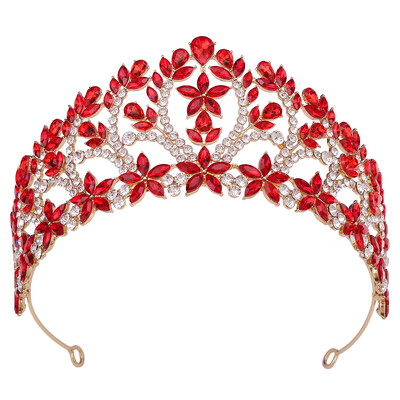 Miallo de lux mare cristal roșu concurs de frumusețe regina coroane și diademe mireasă elegantă strasuri caciulă nunta festa bijuterii