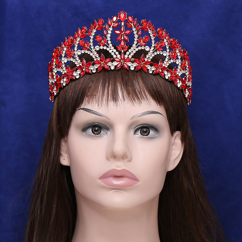 Miallo de lux mare cristal roșu concurs de frumusețe regina coroane și diademe mireasă elegantă strasuri caciulă nunta festa bijuterii
