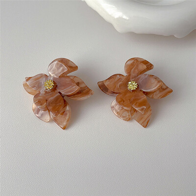 Cercei cu petale din metal acrilic în formă de C, în stil european american, cercei personalizați de modă, accesorii de călătorie pentru femei