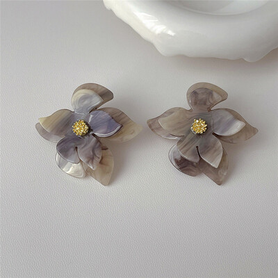 Cercei cu petale din metal acrilic în formă de C, în stil european american, cercei personalizați de modă, accesorii de călătorie pentru femei