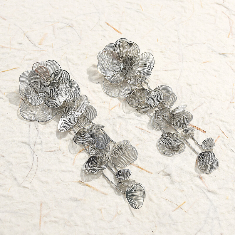 Túlzásba vitt virág hosszú fém lógó fülbevaló női parti ajándék arany színű fülbevaló divat luxus ékszer