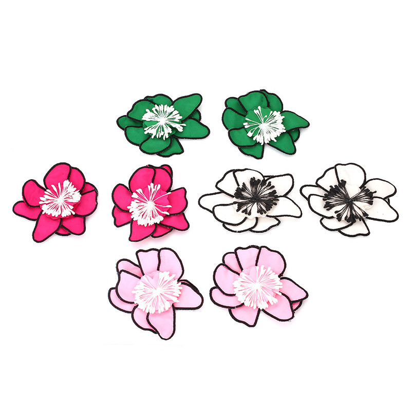 Virágos fülbevaló nőknek Túlzott luxus stílusú, kézzel készített szövet réteges, színes virágos fülbevaló Divatparti és mindennapi viselet