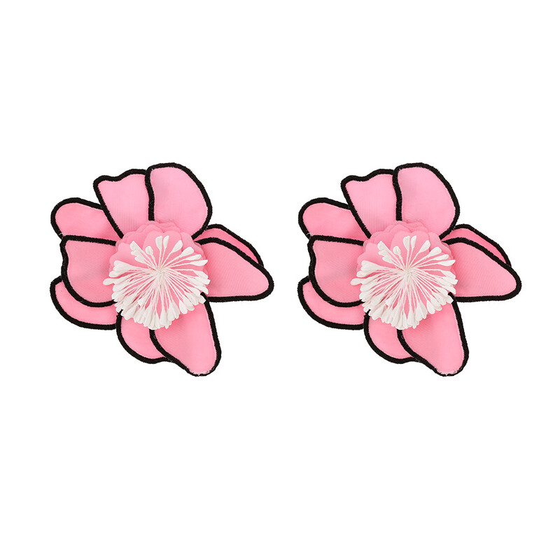 Virágos fülbevaló nőknek Túlzott luxus stílusú, kézzel készített szövet réteges, színes virágos fülbevaló Divatparti és mindennapi viselet