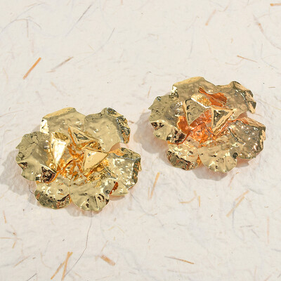 Divatos fém arany színű virág nagy fülbevaló nőknek virágos Statement fülbevaló ékszer ajándék nagykereskedés