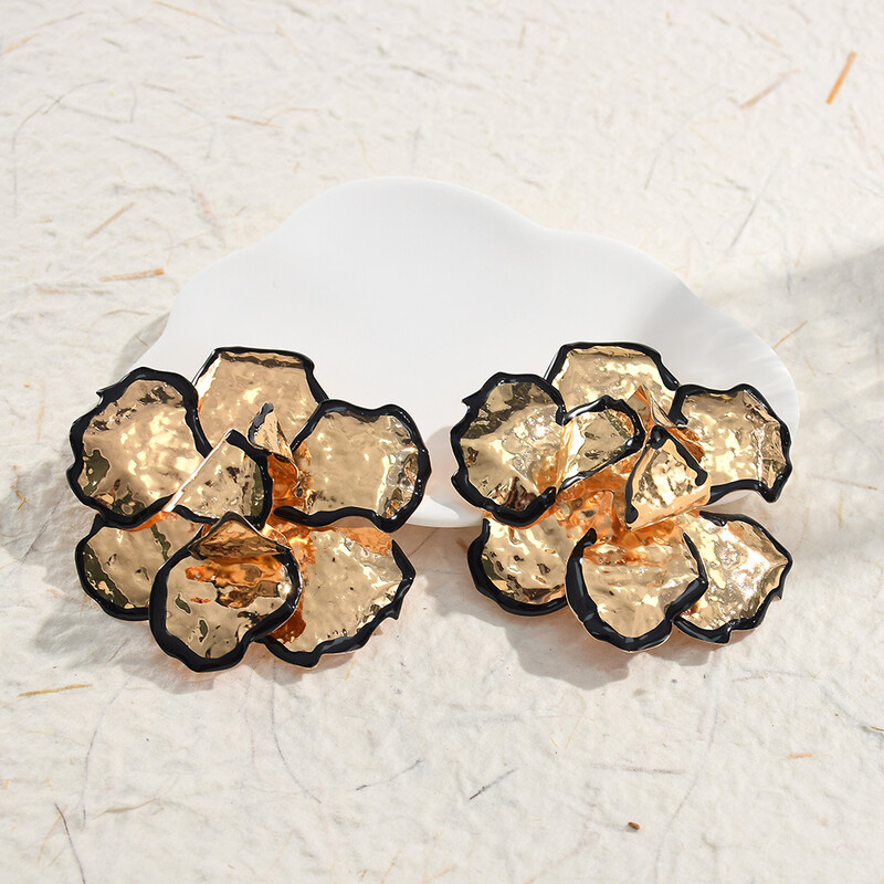 Divatos fém arany színű virág nagy fülbevaló nőknek virágos Statement fülbevaló ékszer ajándék nagykereskedés