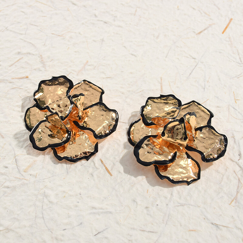 Divatos fém arany színű virág nagy fülbevaló nőknek virágos Statement fülbevaló ékszer ajándék nagykereskedés