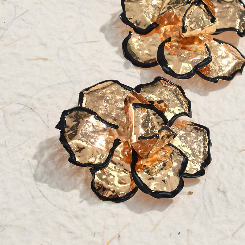 Divatos fém arany színű virág nagy fülbevaló nőknek virágos Statement fülbevaló ékszer ajándék nagykereskedés