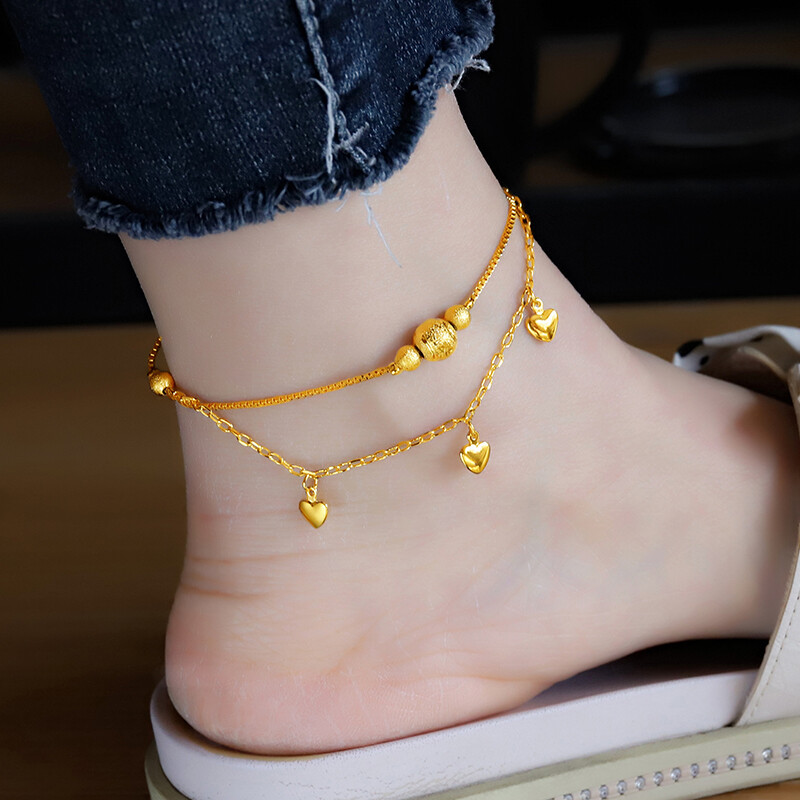 Női szív harangok nyári bokaláncok nőknek arany színű boka karkötők lányok mezítláb lábon lánc ékszer ajándék