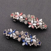 Elegáns retro kristály tavaszi csíptető női új virágos lófarok csíptető fej hátsó fejfedő hajcsipesz vízszintes klip nagykereskedés