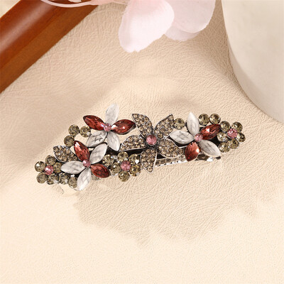 Elegáns retro kristály tavaszi csíptető női új virágos lófarok csíptető fej hátsó fejfedő hajcsipesz vízszintes klip nagykereskedés