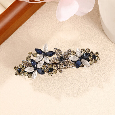 Elegáns retro kristály tavaszi csíptető női új virágos lófarok csíptető fej hátsó fejfedő hajcsipesz vízszintes klip nagykereskedés