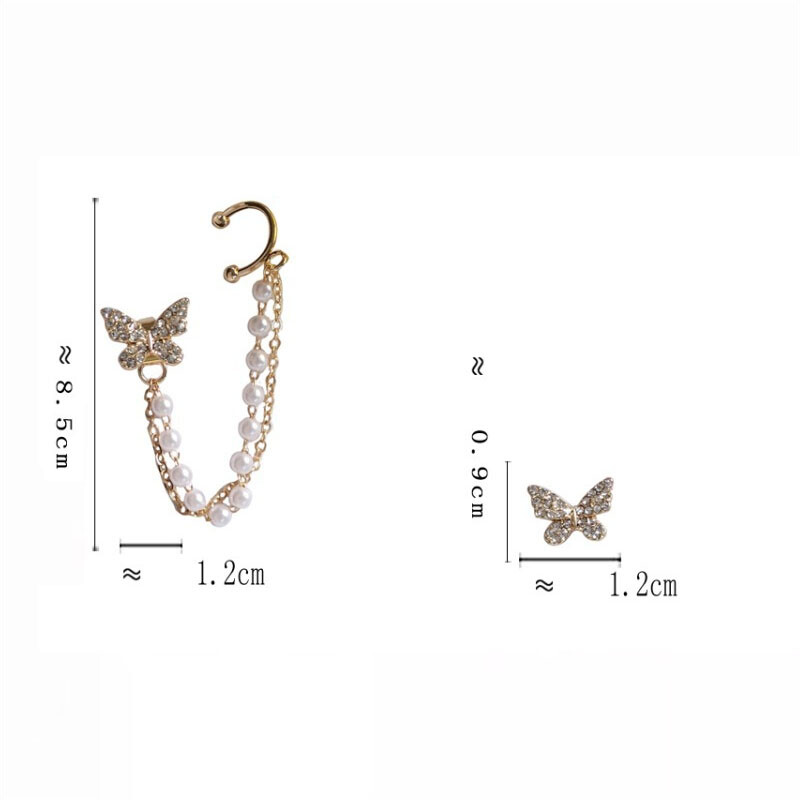 Korejiešu Eleganti, Jauki Rhinestone Butterfly Stud Auskari Sievietēm Meitenēm Modes Metāla ķēdes Rotaslietas Dāvanas