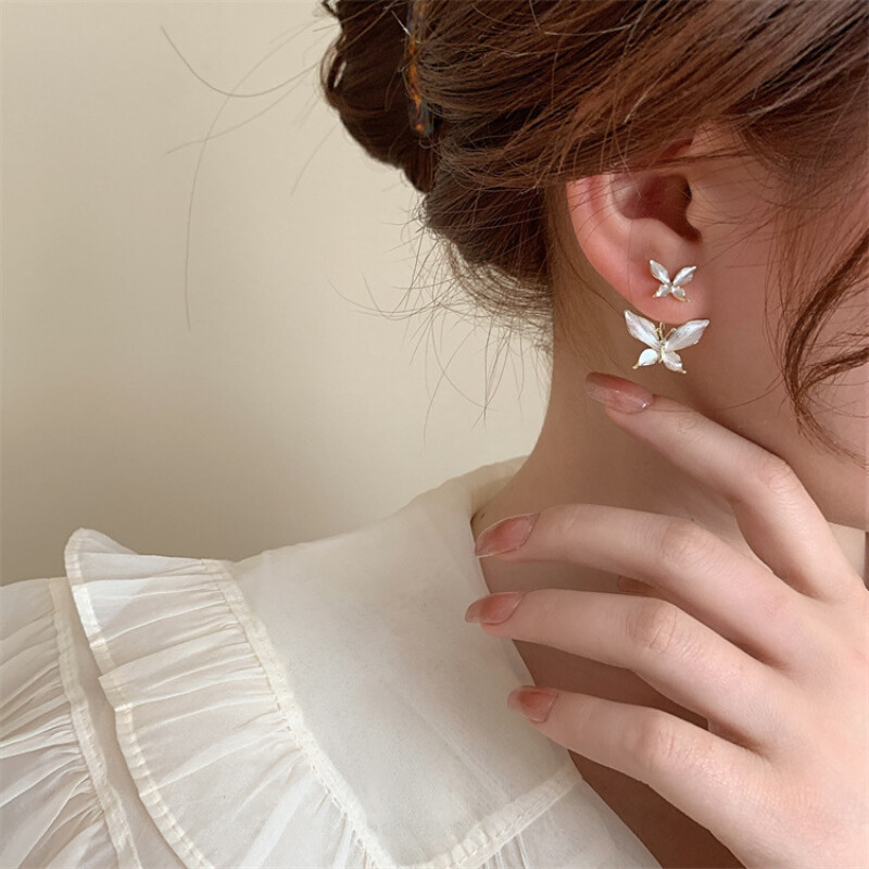 Egyedi női pillangó virág epoxi fülbevaló fém minist stud fülbevaló villám alakú, gyönyörű napi ékszer, egyszerű stílus