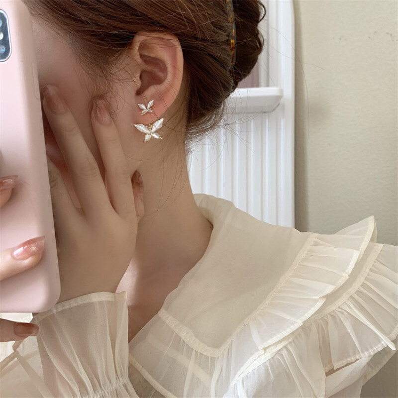 Egyedi női pillangó virág epoxi fülbevaló fém minist stud fülbevaló villám alakú, gyönyörű napi ékszer, egyszerű stílus