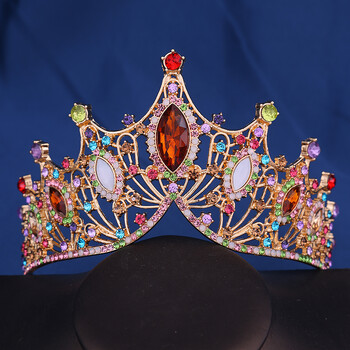 Bridal Crown Baroque Vintage Princess Queen Headwear Κρυστάλλινη τιάρα για γυναίκες Αξεσουάρ για κομμωτήρια με στέμμα γάμου Κοσμήματα