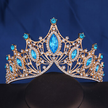 Bridal Crown Baroque Vintage Princess Queen Headwear Κρυστάλλινη τιάρα για γυναίκες Αξεσουάρ για κομμωτήρια με στέμμα γάμου Κοσμήματα