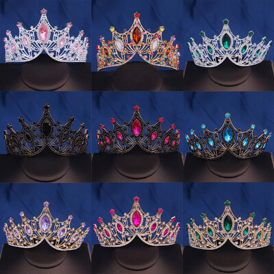 Menyasszonyi korona barokk vintage hercegnő királynő fejfedő kristály tiara nőknek esküvői korona hajruha kiegészítők ékszerek