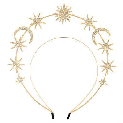 Fashion Metal Moon And Stars Handmade DIY Design Bentita de păr Coroana de mireasă Bijuterii pentru căpăcioară