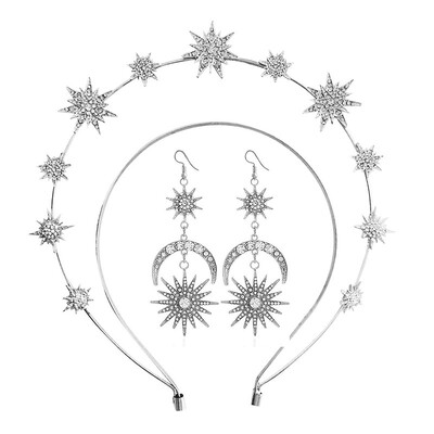 Fashion Metal Moon And Stars Handmade DIY Design Bentita de păr Coroana de mireasă Bijuterii pentru căpăcioară