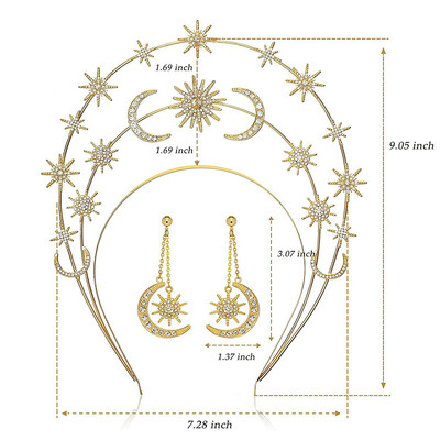 Fashion Metal Moon And Stars Handmade DIY Design Bentita de păr Coroana de mireasă Bijuterii pentru căpăcioară