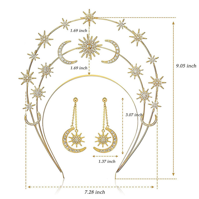 Fashion Metal Moon And Stars Handmade DIY Design Bentita de păr Coroana de mireasă Bijuterii pentru căpăcioară