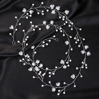 Pearl Flower Νυφικά Μαλλιά Vine Brides Headwear Party Prom Αξεσουάρ για τα μαλλιά Γάμος κοσμήματα μαλλιών για γυναίκες Ζώνες κεφαλής μόδας τιάρα