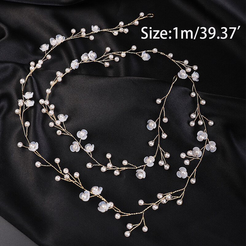 Pearl Flower Νυφικά Μαλλιά Vine Brides Headwear Party Prom Αξεσουάρ για τα μαλλιά Γάμος κοσμήματα μαλλιών για γυναίκες Ζώνες κεφαλής μόδας τιάρα