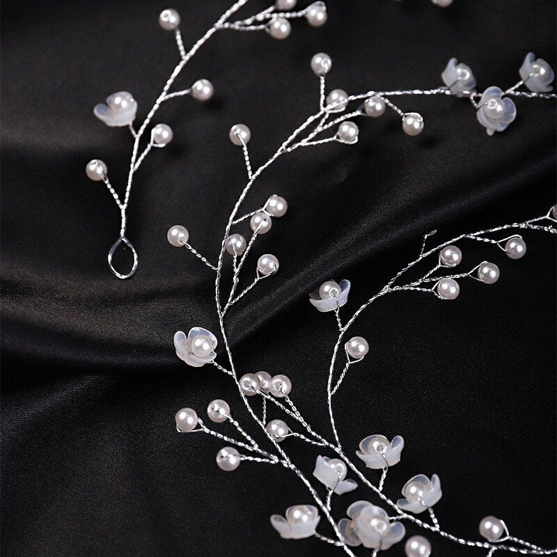 Pearl Flower Νυφικά Μαλλιά Vine Brides Headwear Party Prom Αξεσουάρ για τα μαλλιά Γάμος κοσμήματα μαλλιών για γυναίκες Ζώνες κεφαλής μόδας τιάρα