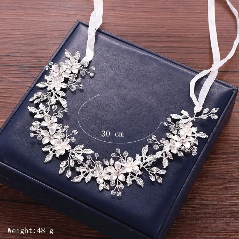 Kristalinių gėlių lapų vestuvinės nuotakos galvos juostos Tiaros moterims nuotakos Kalnų krištolas nuotakos vestuviniai plaukų aksesuarai papuošalai juosta Dovana