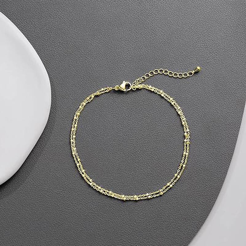 Boka karkötők nőknek, 14K aranyozott, ezüstözött réteges gyöngyök bokaláncok karkötők nőknek lányoknak nyári ékszerek ajándékok