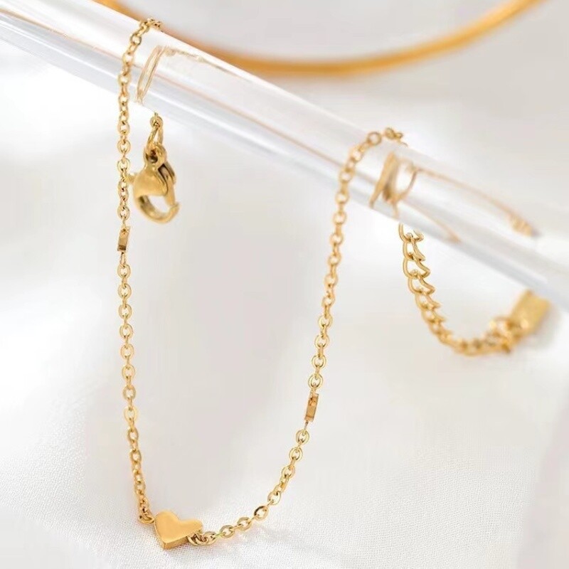 OIMG 316L nerūdijančio plieno paauksuotas minimalistinė širdies grandinėlė 2024 m. vasaros mados papuošalai moterims, vandeniui atsparūs papuošalai