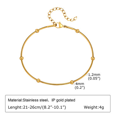 Βραχιόλι αστραγάλου σε πόδι από ανοξείδωτο ατσάλι, αδιάβροχο ρυθμιζόμενο μπαλάκι με χάντρες παραλίας Cuban Link Summer Boho Foot Jewelry for Women