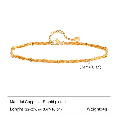 Βραχιόλι αστραγάλου σε πόδι από ανοξείδωτο ατσάλι, αδιάβροχο ρυθμιζόμενο μπαλάκι με χάντρες παραλίας Cuban Link Summer Boho Foot Jewelry for Women