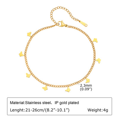 Βραχιόλι αστραγάλου σε πόδι από ανοξείδωτο ατσάλι, αδιάβροχο ρυθμιζόμενο μπαλάκι με χάντρες παραλίας Cuban Link Summer Boho Foot Jewelry for Women