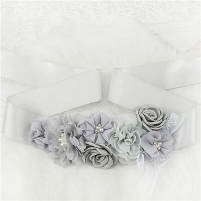 Modes mežģīņu ziedu josta Sieviešu puķu meitenes jostasvieta Kāzu lentes Kāzu lentes Rhinestones jostas kāzu kleitu josta