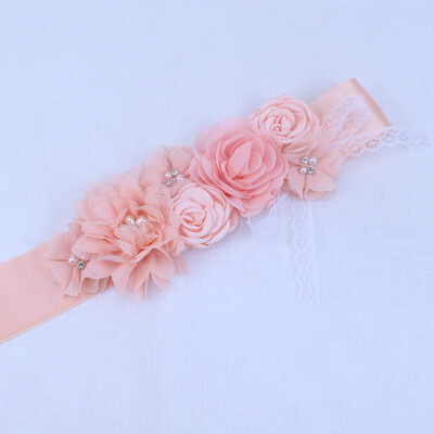 Modes mežģīņu ziedu josta Sieviešu puķu meitenes jostasvieta Kāzu lentes Kāzu lentes Rhinestones jostas kāzu kleitu josta