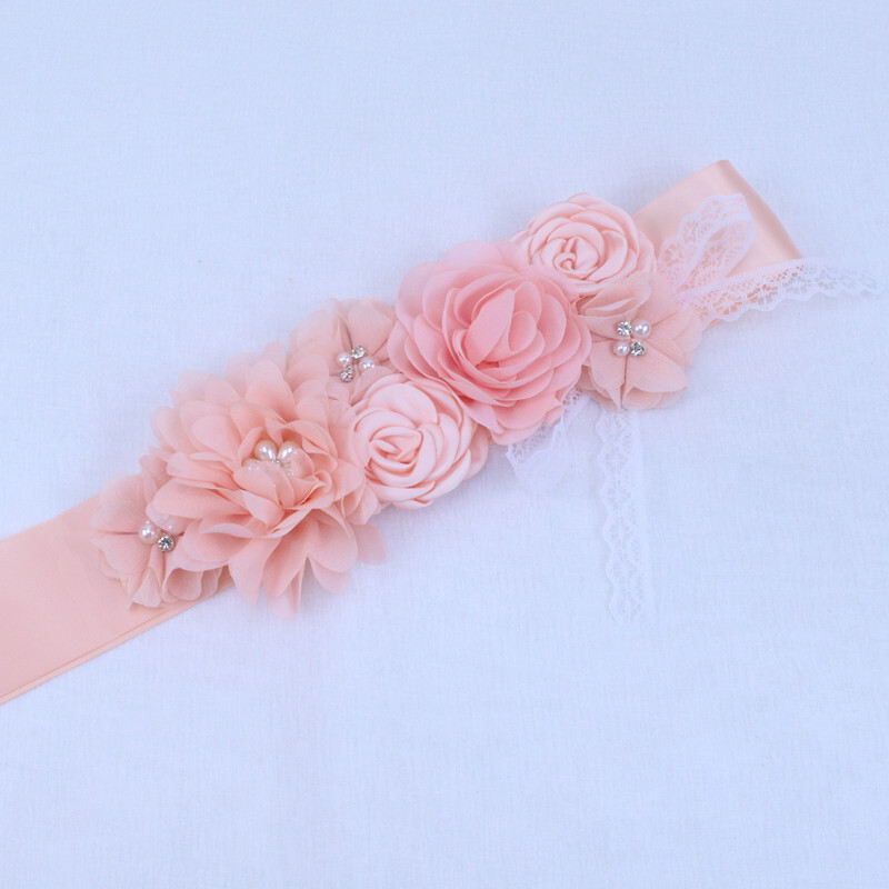 Modes mežģīņu ziedu josta Sieviešu puķu meitenes jostasvieta Kāzu lentes Kāzu lentes Rhinestones jostas kāzu kleitu josta